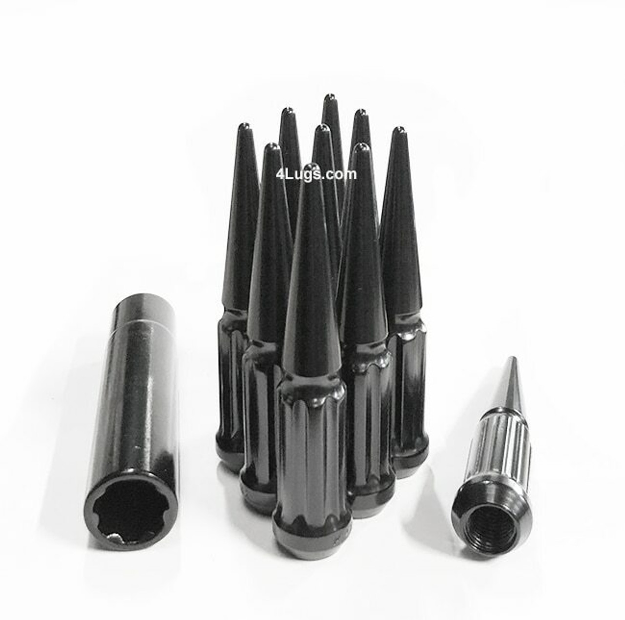 10 Pack - 12x1.25 Black Duplex Spline Spike [7-Spline] 4.43" Tall - Key Included
