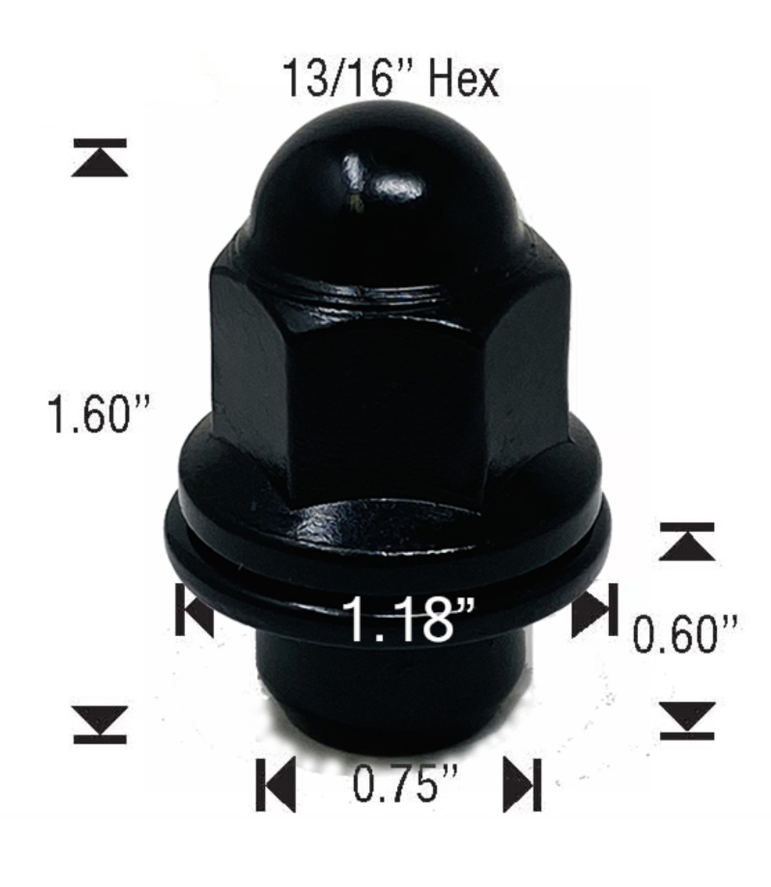 12x1.5 Toyota Long Mag Dome Top With Attached Washer Stock Factory OEM Lug Nut [Black] - Toyota