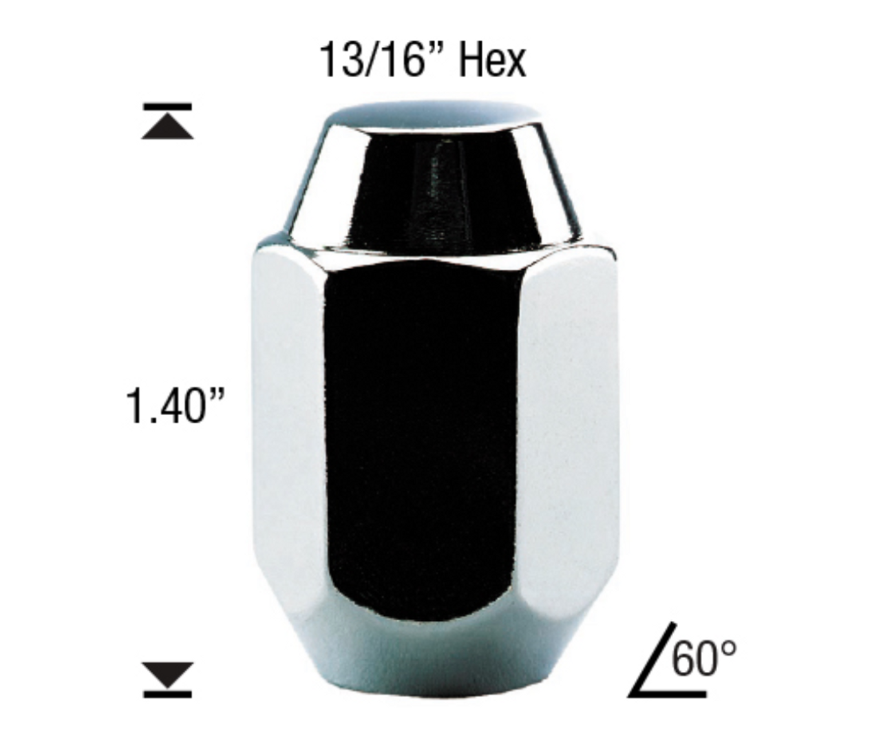 3/8 1-Piece Acorn Lug Nut Length: 1.40" Socket: 13/16"