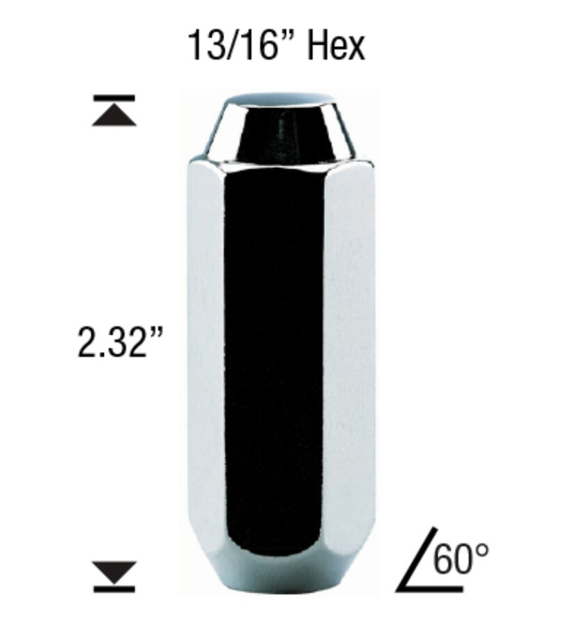 14x2 XL Acorn Lug Nut Length: 2.32" Socket: 13/16"