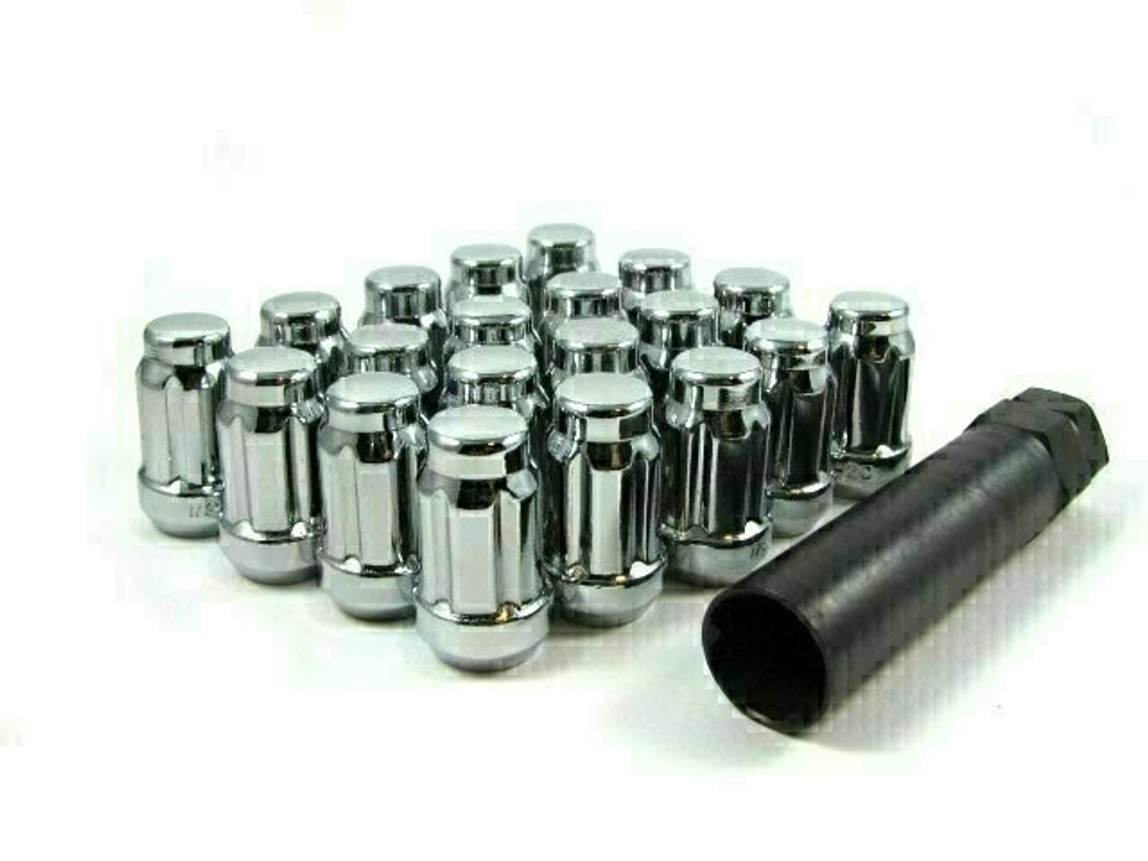 12x1.75 Spline Tuner Lug Nuts [Chrome] - 20 Pieces - Key Included