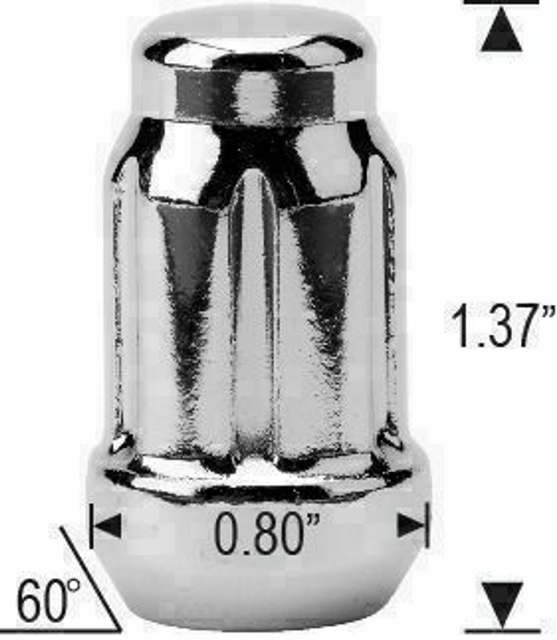 12x1.75 Spline Tuner Lug Nuts [Chrome] - 24 Pieces - Key Included