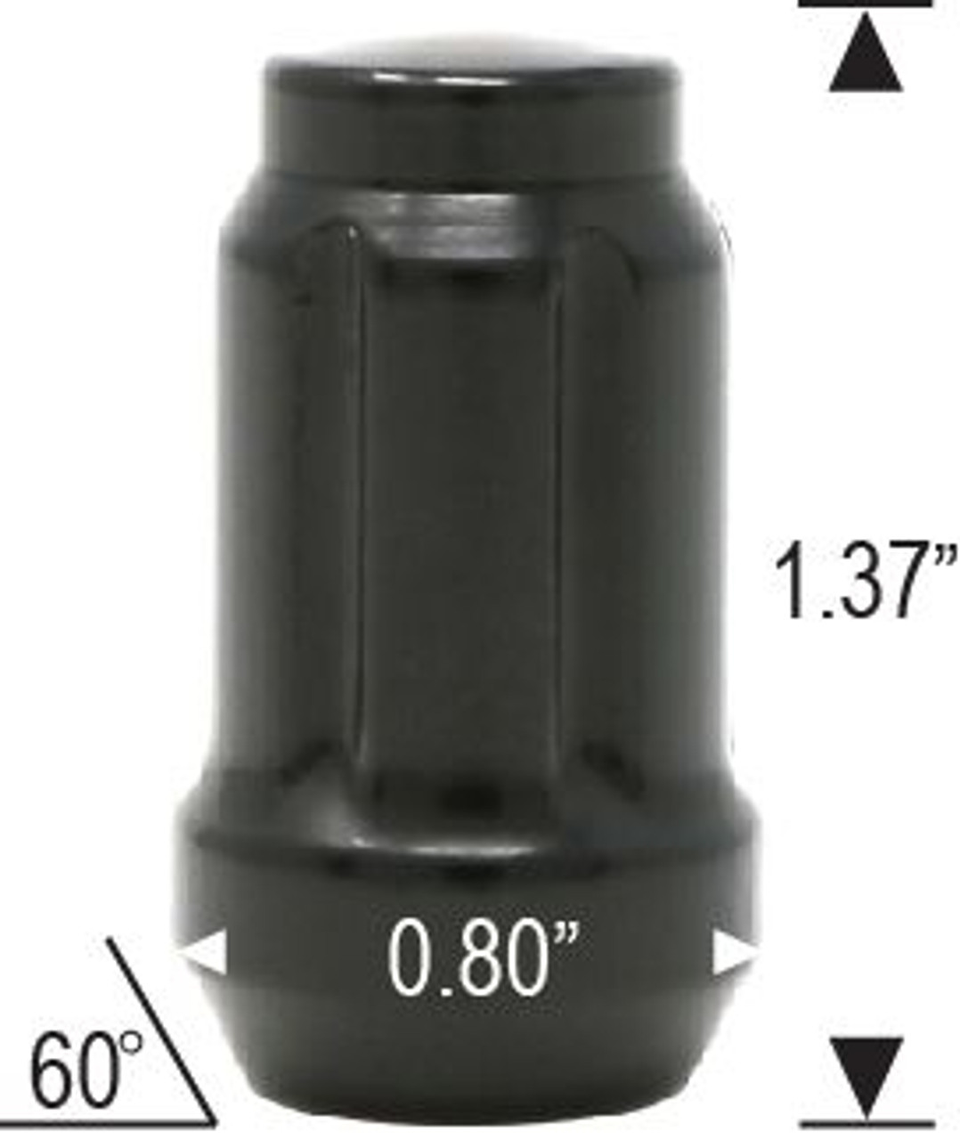 7/16 Spline Tuner Lug Nuts [Black] - 20 Pieces - Key Included