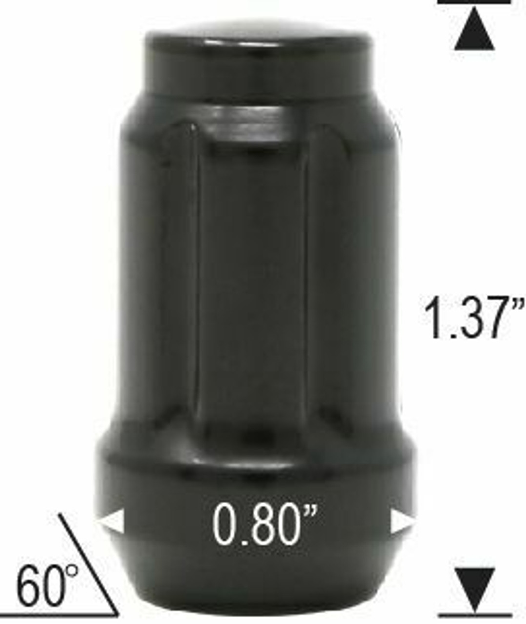 12x1.25 Spline Tuner Lug Nuts [Black] - 20 Pieces - Key Included