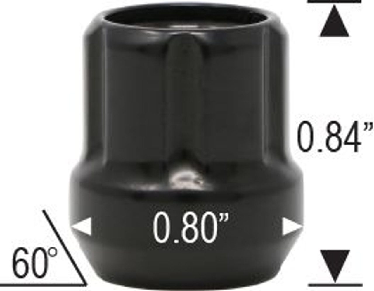 7/16 Spline Open End Tuner Lug Nuts [Black] - 20 Pieces - Key Included