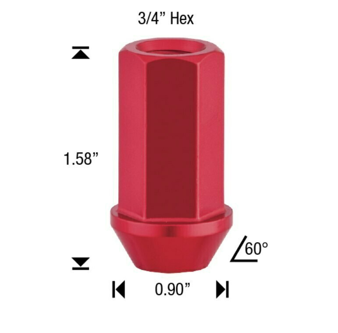 14x1.5 Spike Lug Nut Bottom Piece Twist-Off Design [Red]