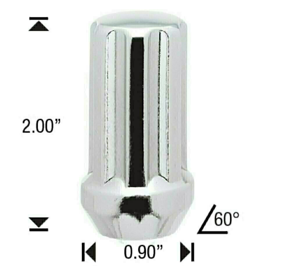 9/16 Chrome 7 Spline Tuner Lug Nut - 2" Tall