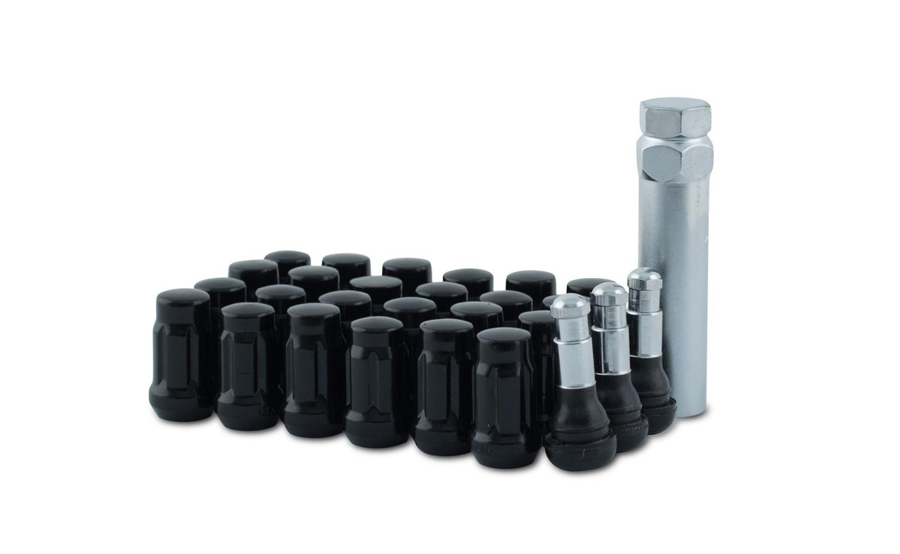 7/16 Spline Tuner Lug Nuts [Black] - 24 Pieces - Key Included - Installation Kit