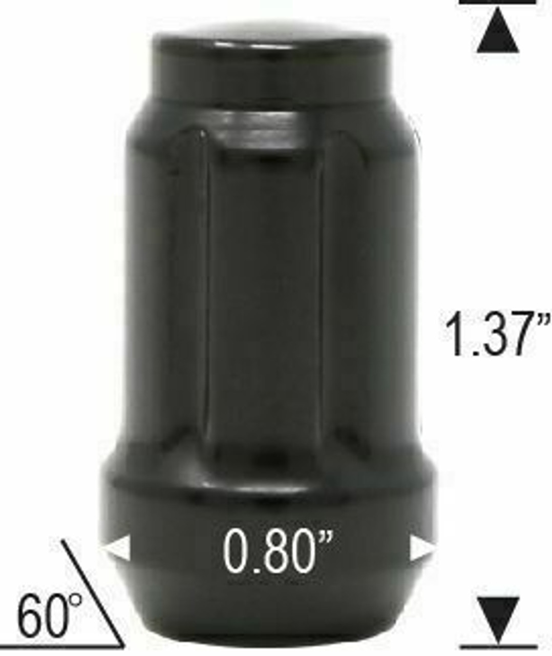 12x1.5 Spline Tuner Lug Nut [Black] - 1.37" Tall