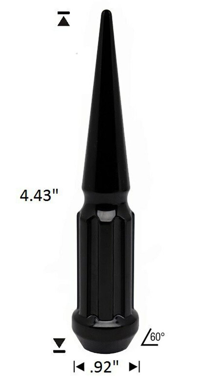 12x1.25 Black Duplex Spline Spike [7-Spline] 4.43" Tall