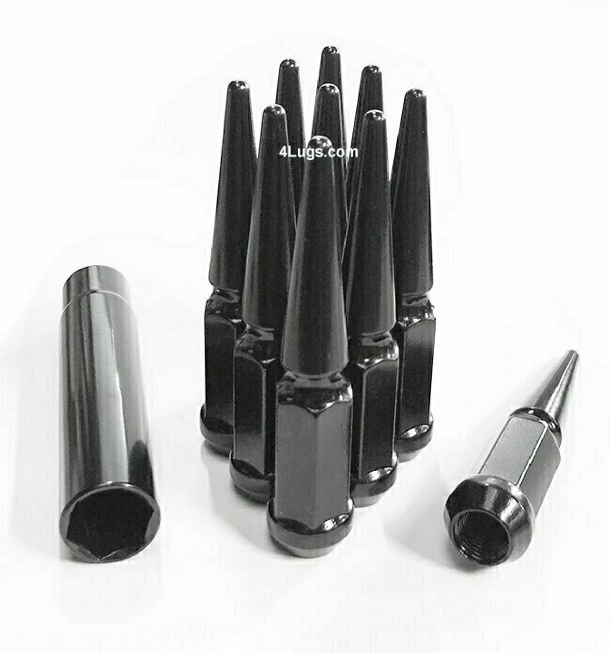 14x2 Black Solid Steel Spike 4.4" Tall [3/4" or 19mm Hex] - 20 Pieces - Key Included