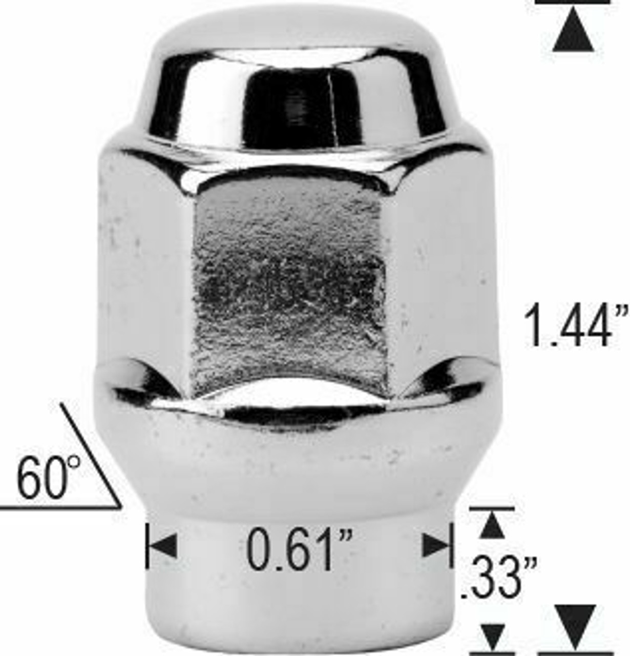 12X1.5 CLOSED BULGE ET - 3/4" HEX LUG NUTS 1.44" TALL