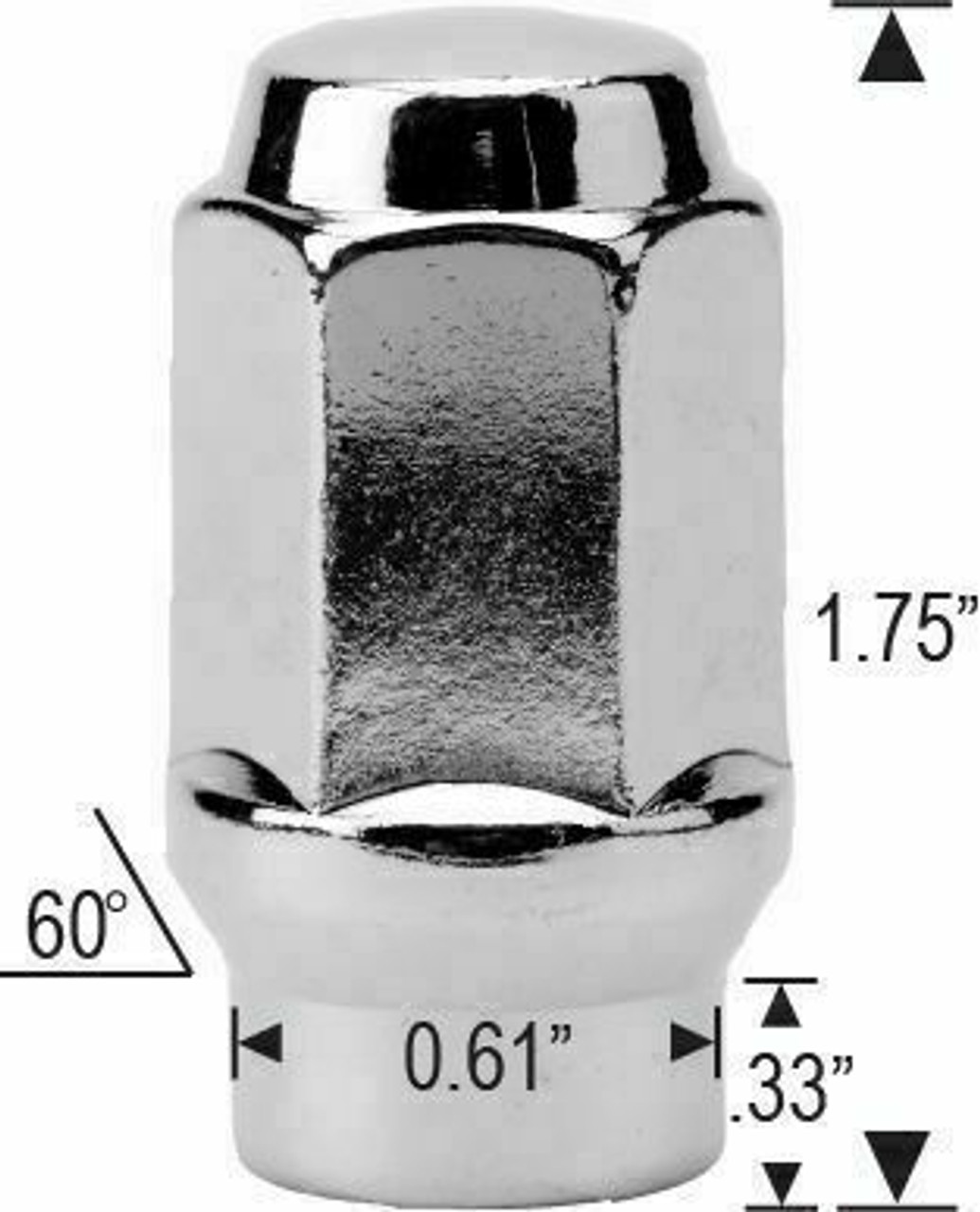 14x1.5 LONG CLOSED ET BULGE - 3/4" HEX LUG NUT 1.75" TALL