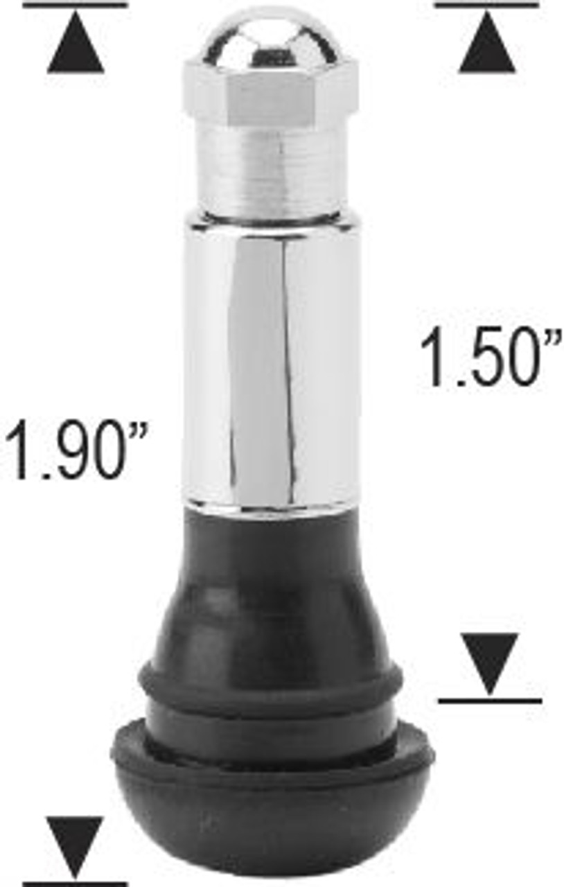 TR414C Valve Stem Passenger Snap-In Finish: Rubber with Chrome Sleeve Fits Hole Diameter: 0.453"