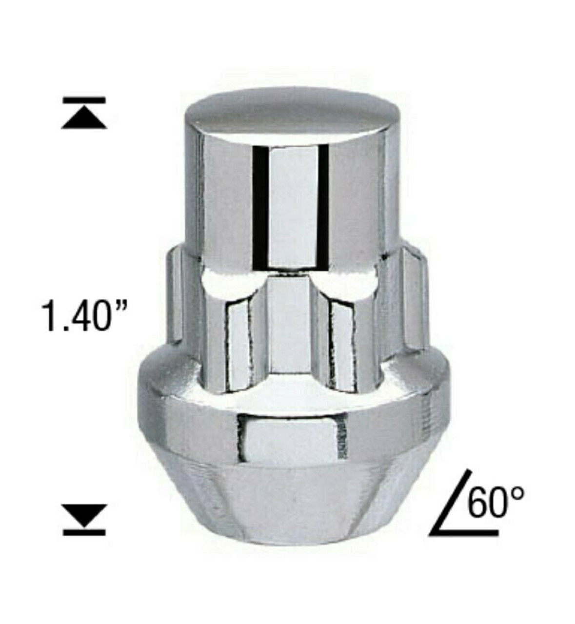 Closed Acorn Wheel Lock 12x1.75 Thread  Length: 1.4" 60° Tapered Seat