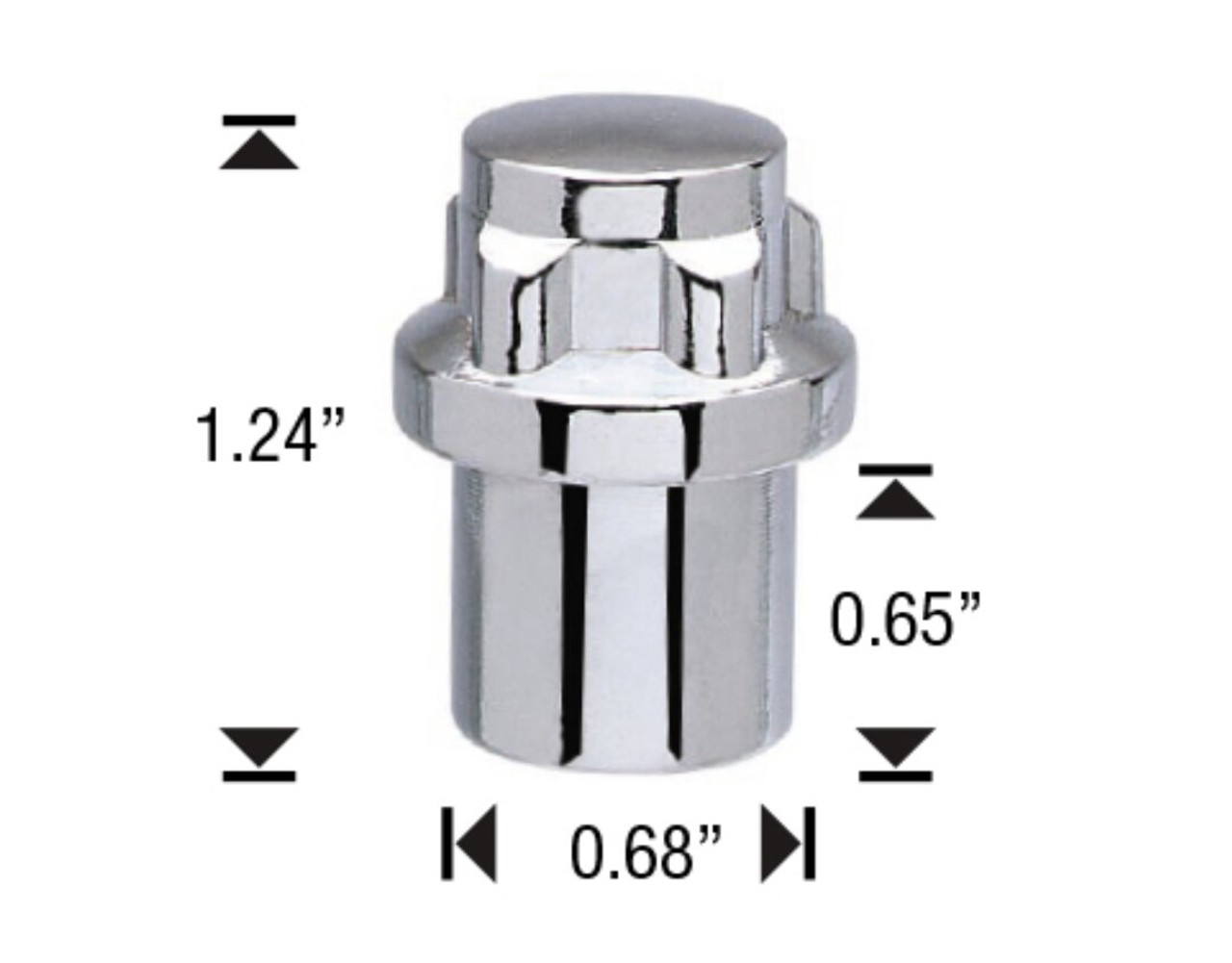 1/2" THREAD - STANDARD MAG Wheel Lock Set - Chrome - Length: 1.24"