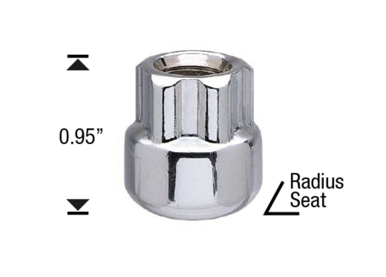 14x1.5 Thread - Radius Seat Wheel Lock Set - Open Ended - Chrome