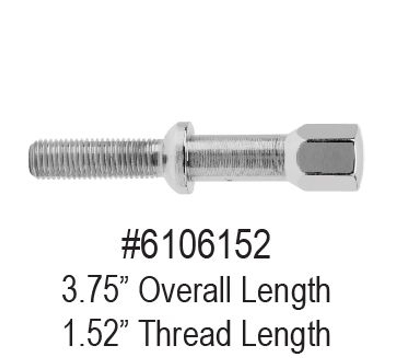 Ball Seat Lug Bolt 12mm 1.50 Threads Thread Length: 1.52" (38.6mm) 17mm Socket