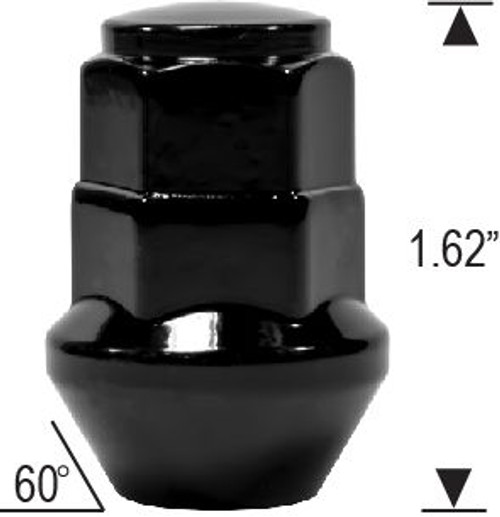 Bulge Acorn Length: 1.62" Socket: 13/16" & 7/8" Thread Size: 14mm 1.50 [Black]