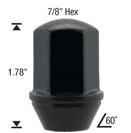 14x1.5 DUPLEX BULGE ACORN LONG OEM Factory Lug Nut Dodge/Chevrolet/Buick/Ram/Jeep [Black]