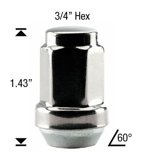 12x1.25 Bulge Acorn Stainless Steel Capped Lug Nut