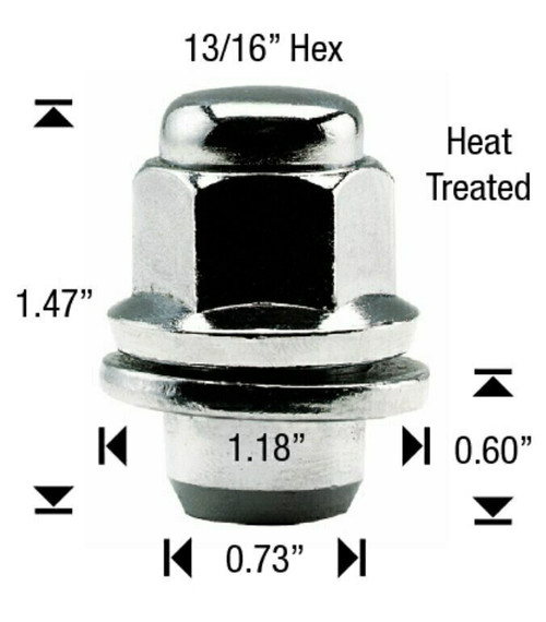 12x1.75 Medium Mag With Attached Washer Lug Nut [Chrome]