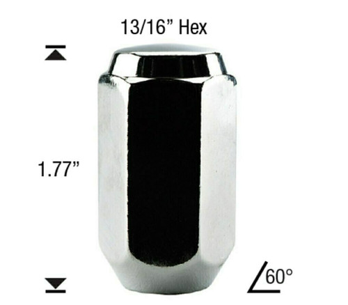 12x1.75 1-Piece Acorn Long Lug Nut Length: 1.77" Socket: 13/16"