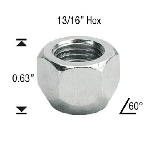 14x1.5 Open-End Acorn Short Lug Nut Length: 0.63" Socket: 13/16"