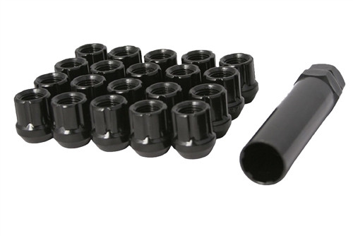 7/16 Spline Open End Tuner Lug Nuts [Black] - 20 Pieces - Key Included