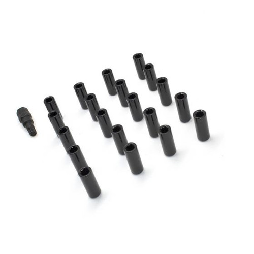 14x1.5 Acorn Long 2" Tall Tuner 8 Point Lug Nuts [Black] - 20 Pieces - Key Included
