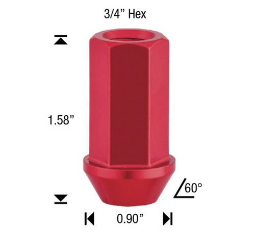 12x1.5 Spike Lug Nut Bottom Piece Twist-Off Design [Red]