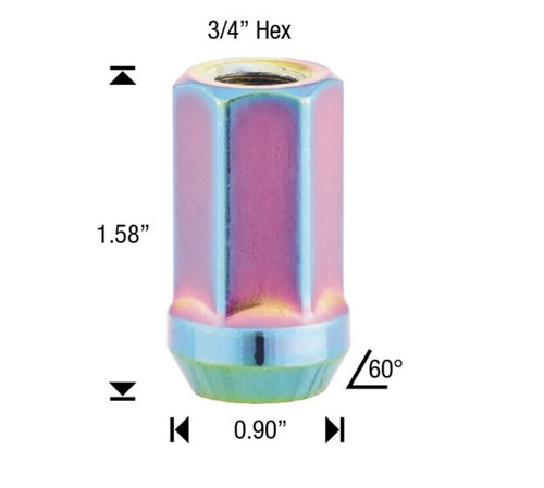 12x1.5 Spike Lug Nut Bottom Piece Twist-Off Design [Neo-Chrome]