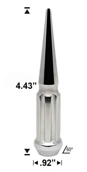 12x1.5 Chrome Duplex Spline Spike [7-Spline] 4.43" Tall