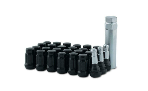12x1.75 Spline Tuner Lug Nuts [Black] - 24 Pieces - Key Included - Installation Kit