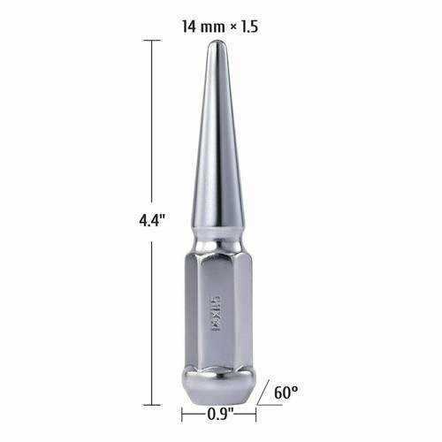 14x1.5 Chrome Duplex Hex Spike Lug Nut 4.4" Tall