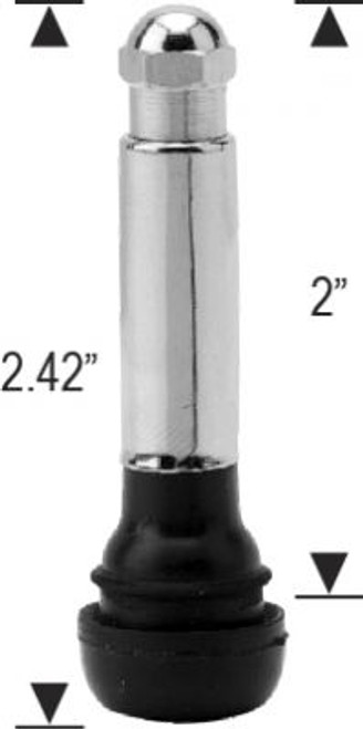 TR418C Valve Stem Passenger Snap-In Finish: Rubber with Chrome Sleeve Fits Hole Diameter: 0.453"