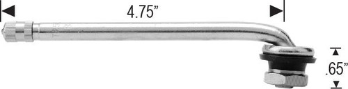 TR509 Valve Stem Truck Bolt-On Finish: Nickle Bend Angle: 90 Degree Fits Hole Diameter: 0.625"