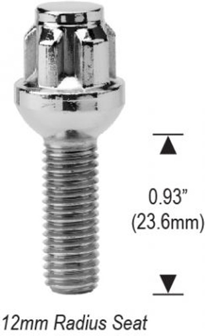 BALL SEAT BOLT LOCKS SET - CHROME - 14mm 1.50 with 0.93" (23.6mm) Thread Length