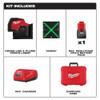 Milwaukee M12 GREEN CROSS & POINTS LASER KIT-(3622-21)