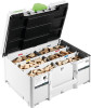 Festool Cordless Domino Joiner DFC 500 E Basic with Assortment of Domino 500 - 5 Cutters, 1060 Domino Tenons (578121-576794)