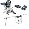 Festool Cordless Kapex KSC 60 EB-Basic with TBX 8 Tabless Battery Starter Set and KSC 60 UG Underframe & Extension Set with Dual (Metric & Imperial) Scale (576848-578903-200129-578920)