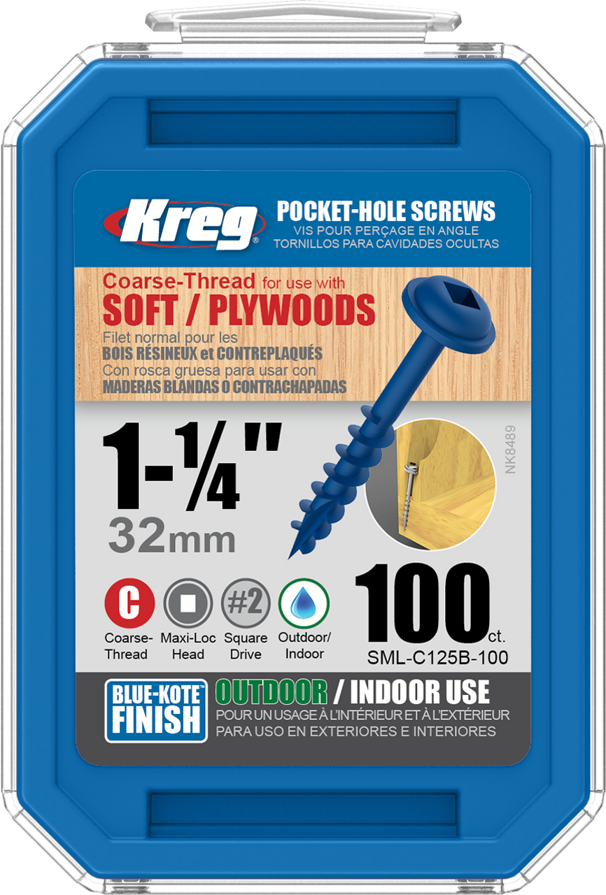 Screws, Coarse, Maxi-Loc, KREG, SML-C150B, Blue-Kote