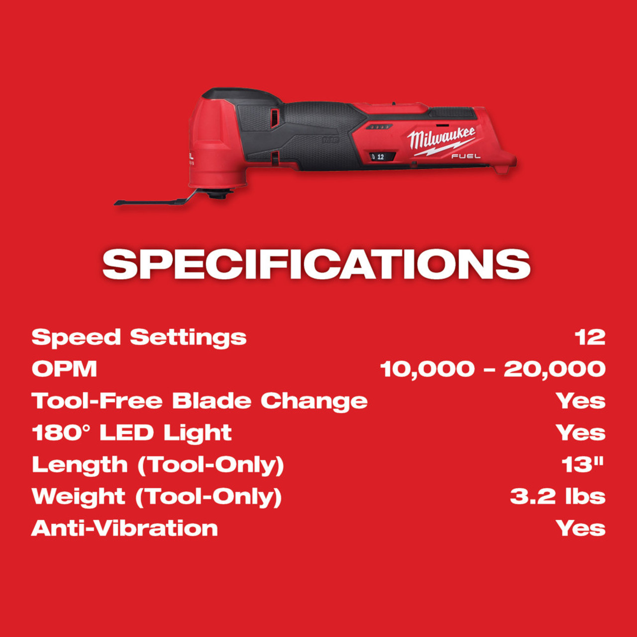 Milwaukee M12 FUEL Multi-Tool - Bare Tool (2526-20)