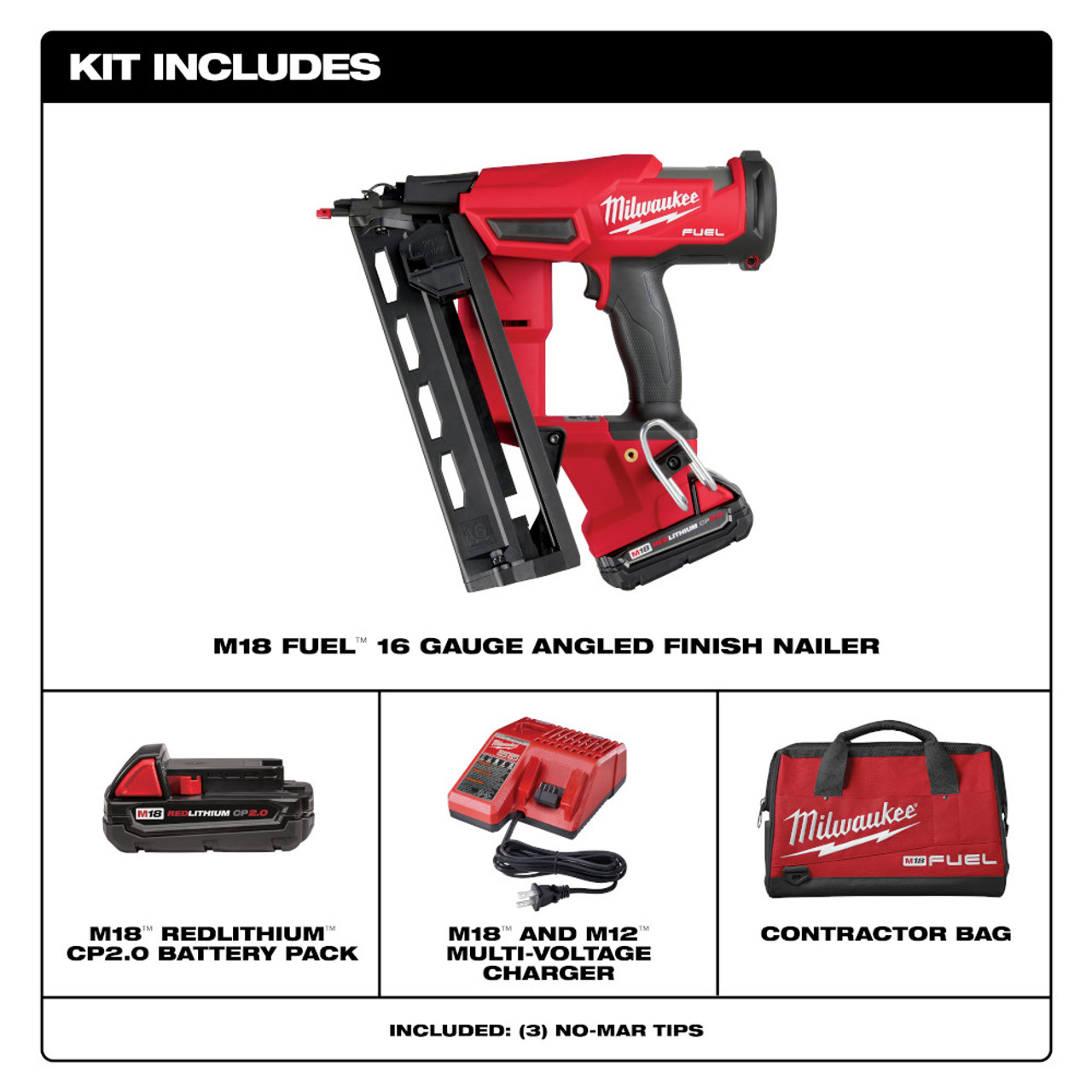 Milwaukee 2841-20 - M18 FUEL™ 16 Gauge Angled Finish Nailer