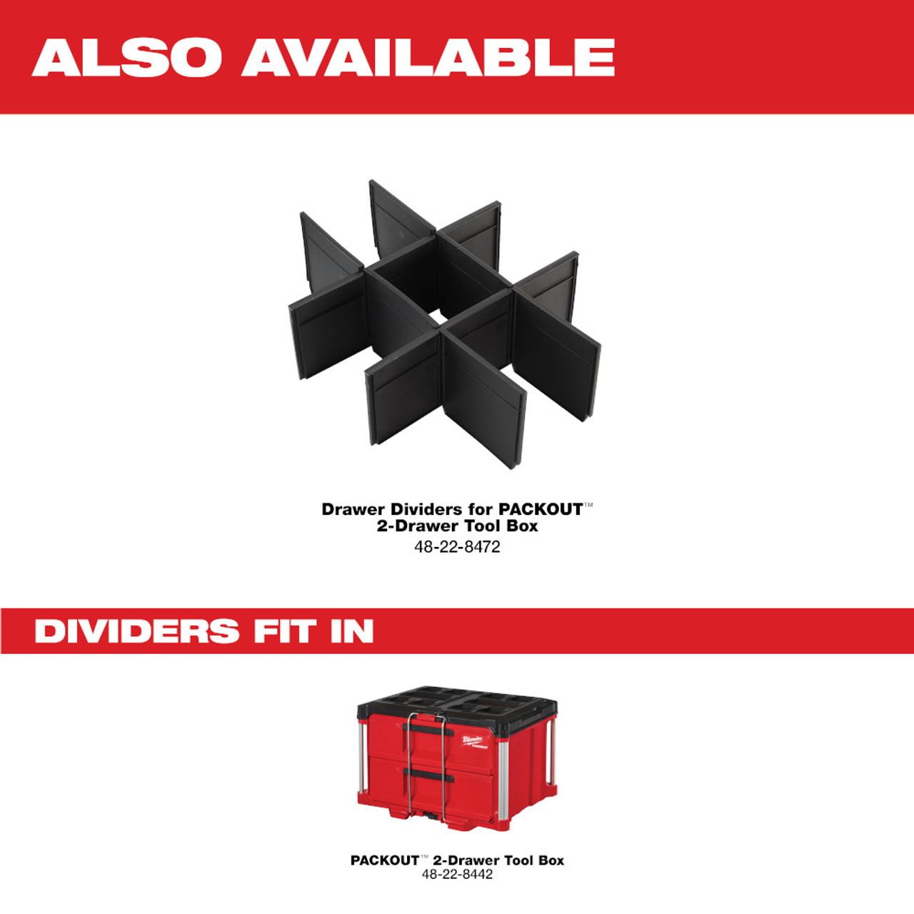 Milwaukee 48-22-8472 Drawer Dividers for PACKOUT 2-Drawer Tool Box