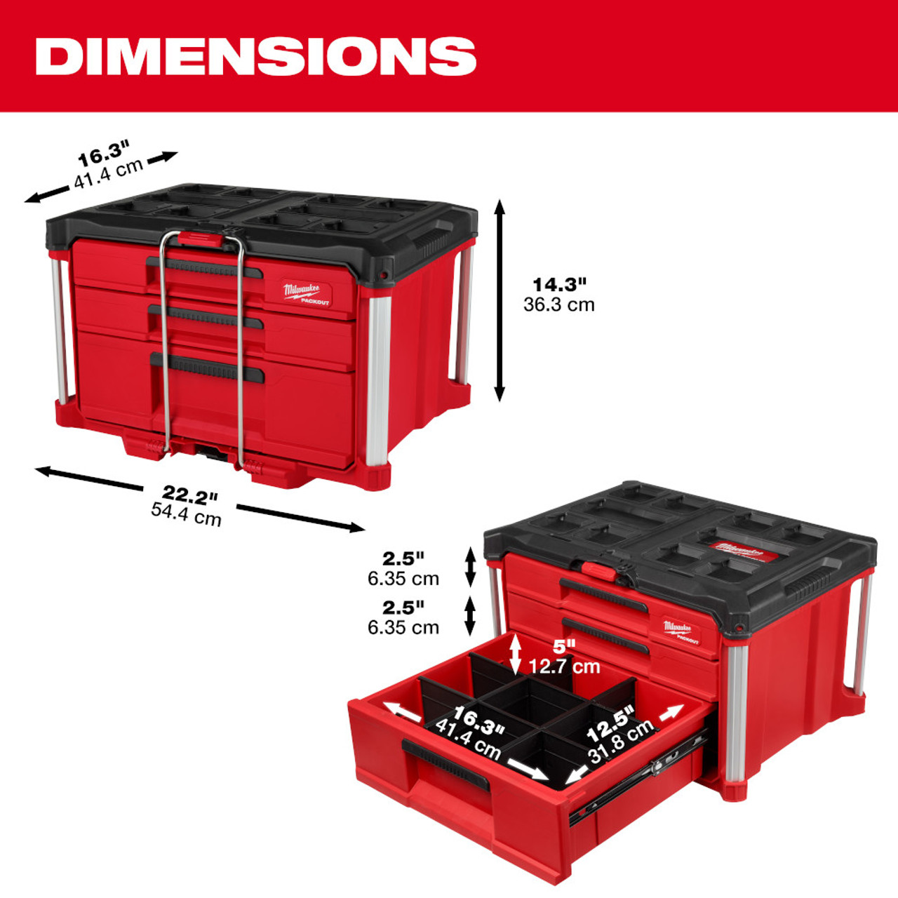 MILWAUKEE® PACKOUT™ 3-Drawer Tool Box