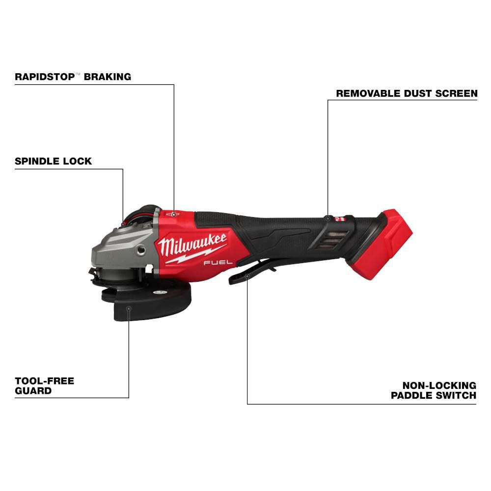 Milwaukee M18 FUEL™ 4-1/2” 6” Braking Grinder with Paddle Switch