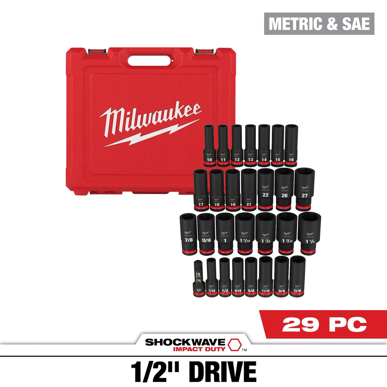 Milwaukee 19 PC Shockwave™ Socket 1/2