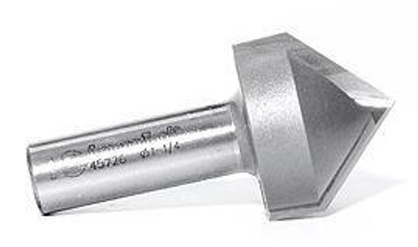 Amana V Groove Bit, 2 Flute, 90 Deg, 1/2"Dia, 1/4" Shank, 1-5/8" Length (45704)