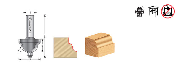 Amana Corner Round Bit, 2 Flute, 1/8